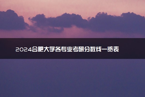 2024合肥大学各专业考研分数线一览表 历年复试线汇总