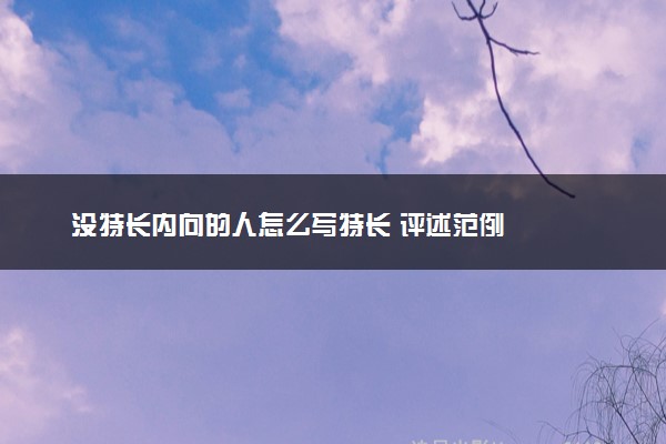 没特长内向的人怎么写特长 评述范例
