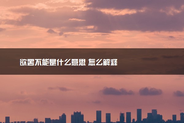 欲罢不能是什么意思 怎么解释