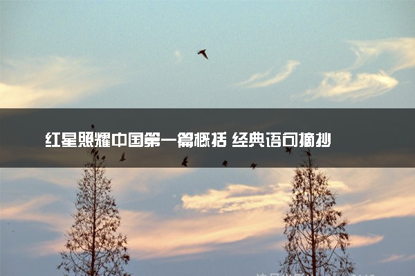 红星照耀中国第一篇概括 经典语句摘抄