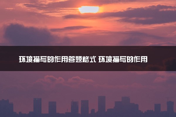 环境描写的作用答题格式 环境描写的作用