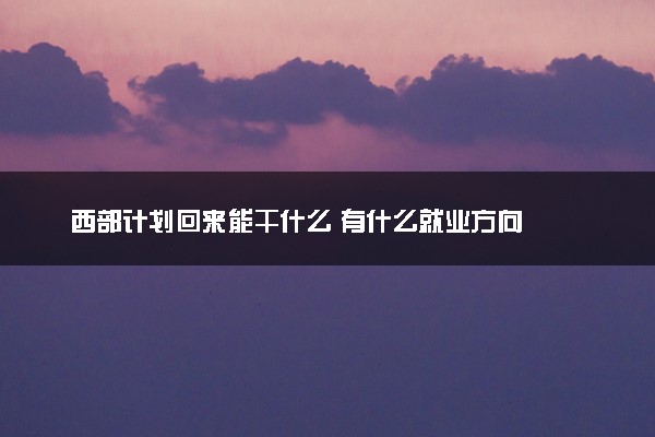 西部计划回来能干什么 有什么就业方向