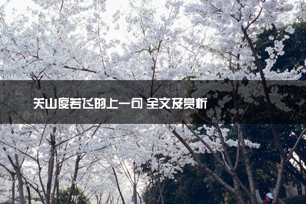 关山度若飞的上一句 全文及赏析
