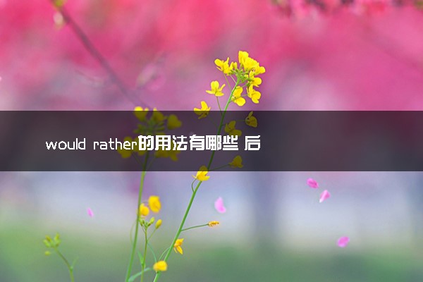 would rather的用法有哪些 后跟什么从句