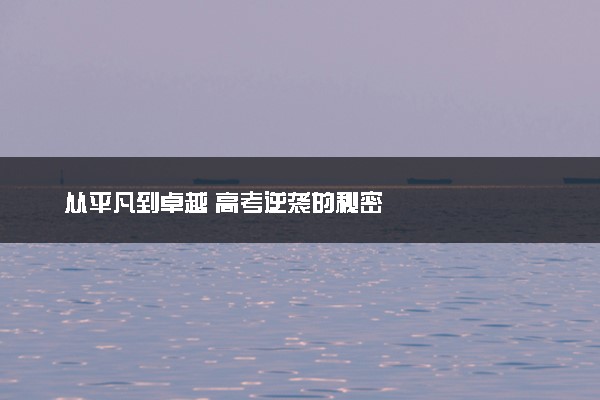 从平凡到卓越 高考逆袭的秘密