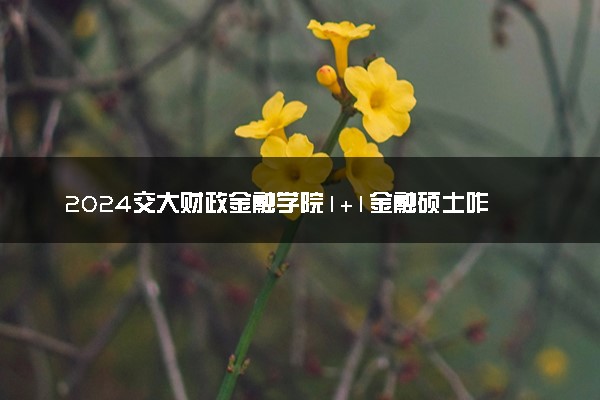 2024交大财政金融学院1+1金融硕士咋样 就业前景如何