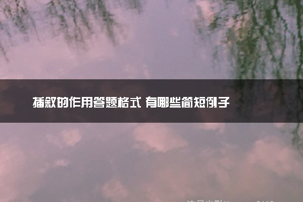 插叙的作用答题格式 有哪些简短例子