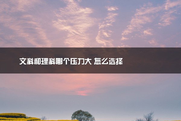 文科和理科哪个压力大 怎么选择