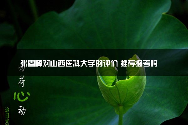 张雪峰对山西医科大学的评价 推荐报考吗