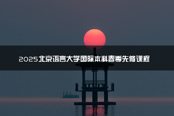 2025北京语言大学国际本科春季先修课程招生简章