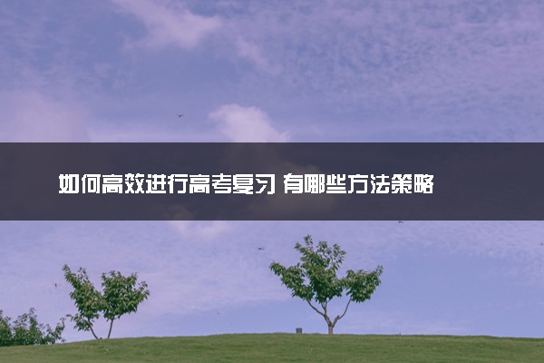 如何高效进行高考复习 有哪些方法策略