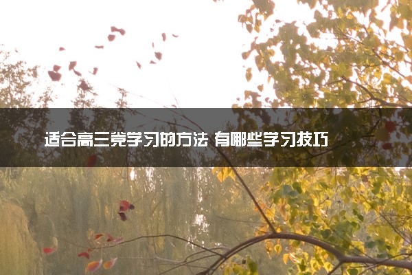 适合高三党学习的方法 有哪些学习技巧