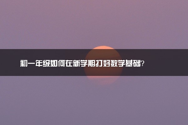 初一年级如何在新学期打好数学基础？