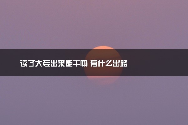 读了大专出来能干嘛 有什么出路