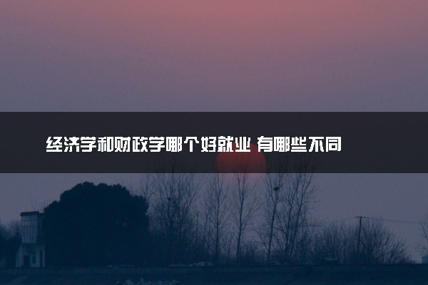 经济学和财政学哪个好就业 有哪些不同