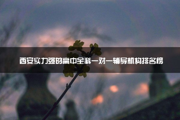 西安实力强的高中全科一对一辅导机构排名榜单