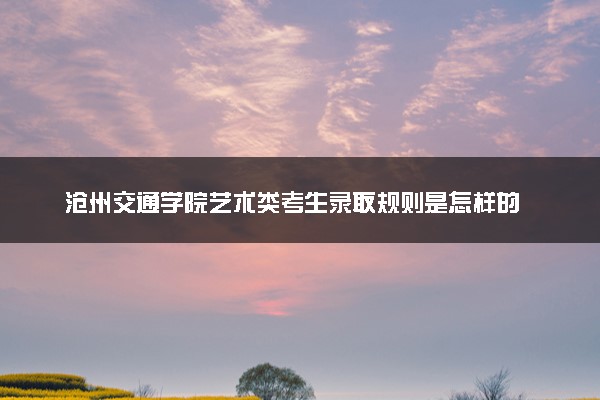 沧州交通学院艺术类考生录取规则是怎样的 有哪些要求