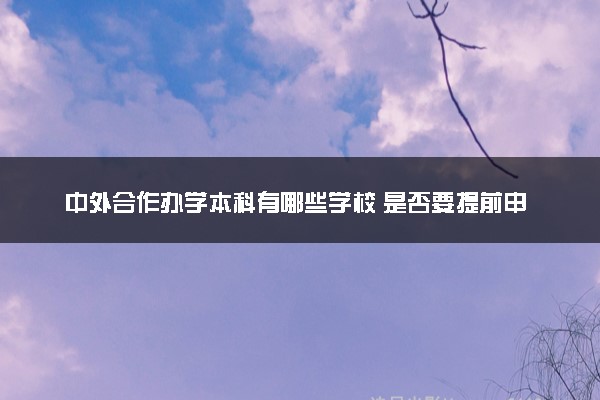 中外合作办学本科有哪些学校 是否要提前申请