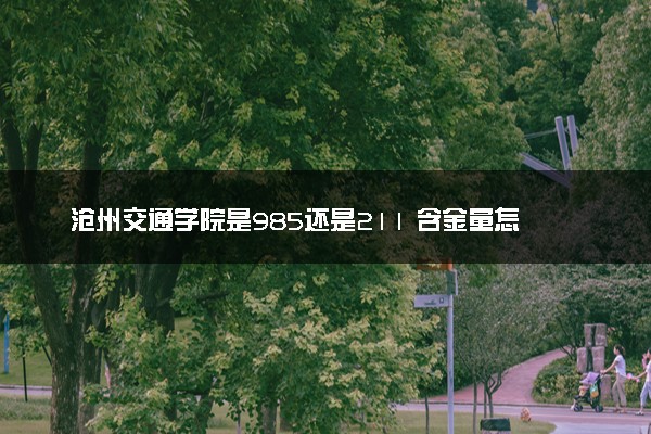 沧州交通学院是985还是211 含金量怎么样