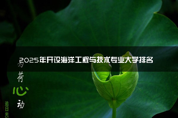 2025年开设海洋工程与技术专业大学排名及评级 高校排行榜