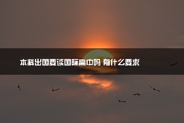 本科出国要读国际高中吗 有什么要求