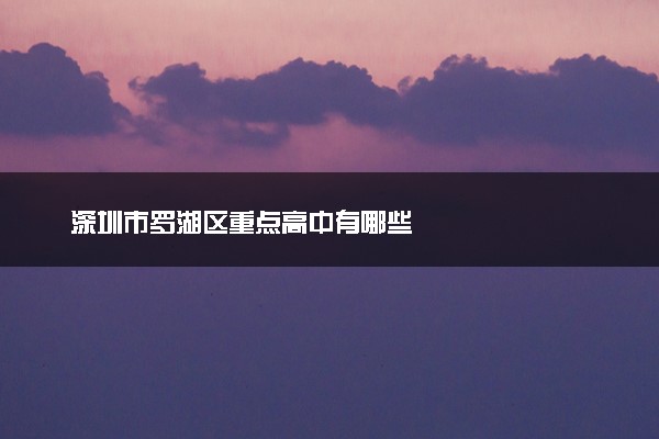 深圳市罗湖区重点高中有哪些