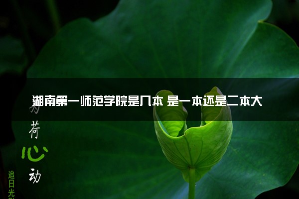 湖南第一师范学院是几本 是一本还是二本大学