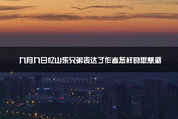 九月九日忆山东兄弟表达了作者怎样的思想感情
