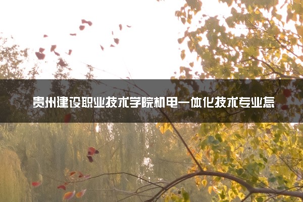 贵州建设职业技术学院机电一体化技术专业怎么样 录取分数线多少