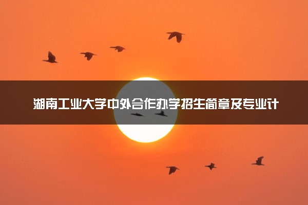 湖南工业大学中外合作办学招生简章及专业计划（2025参考）
