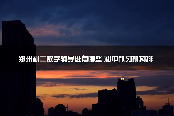 郑州初二数学辅导班有哪些 初中补习机构排名
