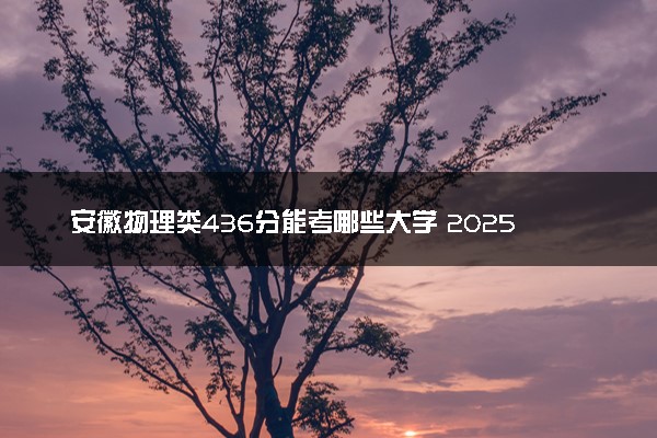安徽物理类436分能考哪些大学 2025考生稳上的大学名单
