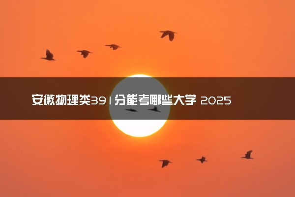 安徽物理类391分能考哪些大学 2025考生稳上的大学名单