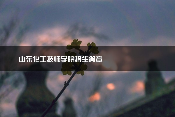 山东化工技师学院招生简章