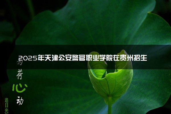 2025年天津公安警官职业学院在贵州招生代码：2283 专业代码及报考指南