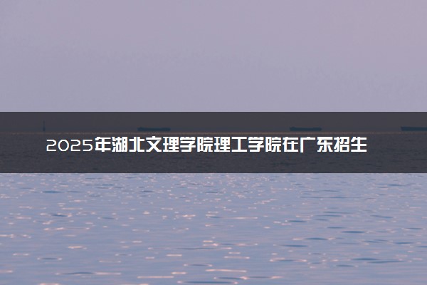 2025年湖北文理学院理工学院在广东招生代码：13257 专业代码及报考指南