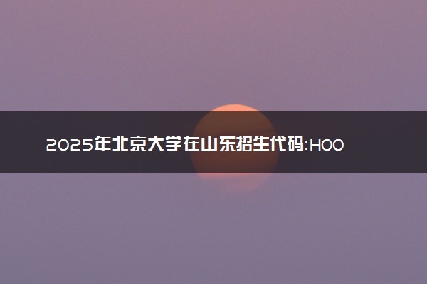 2025年北京大学在山东招生代码：H001 专业代码及报考指南