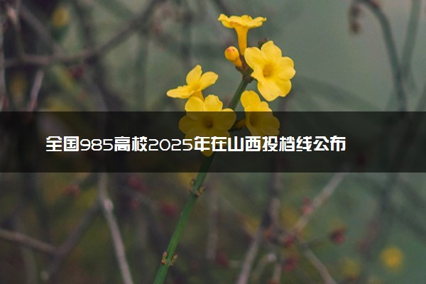 全国985高校2025年在山西投档线公布 最低分是多少
