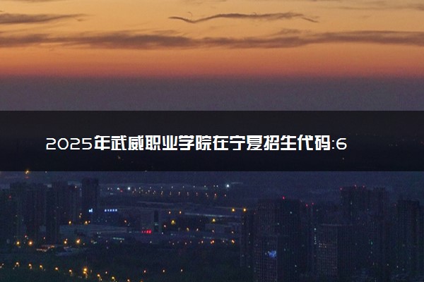 2025年武威职业学院在宁夏招生代码：6291 专业代码及报考指南